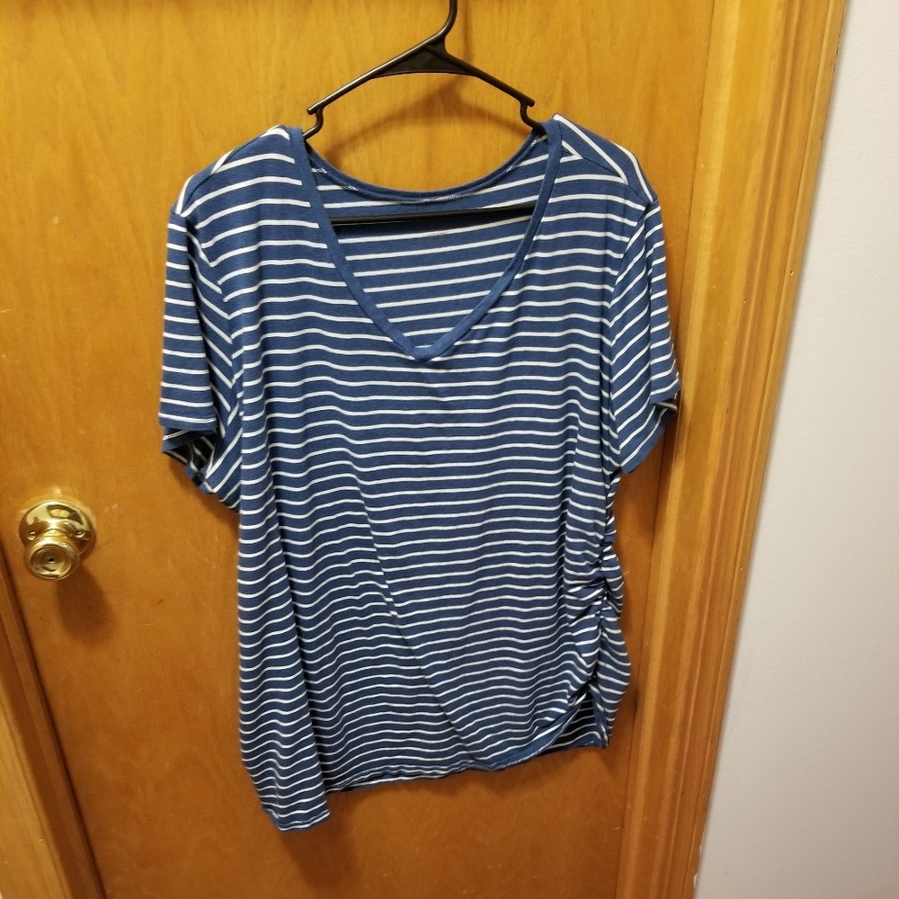 Blue and White Plus Size Maternity Top